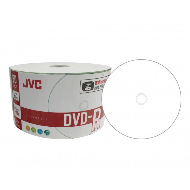JVC DVDR Professional Grade 16X White Inkjet Wide Printable (Spindle