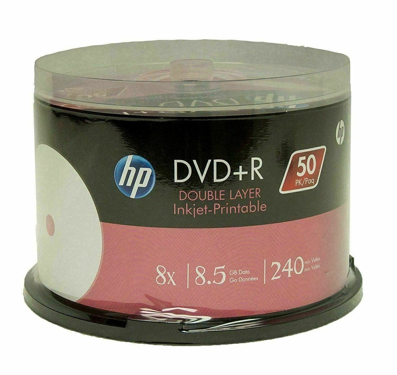 HP DOUBLE LAYER DVD+R INKJET PRINTABLE(WIDE) (TUBE 50PCS)