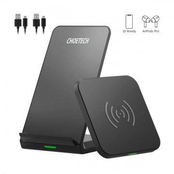 Choetech MIX00087 QI Certified 10W / 7.5W / 5W Combo 2 in 1 Wireless Charger Stand T524-S + T511S Charger Pad