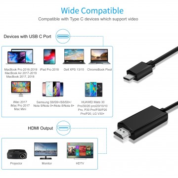 Choetech CH0020 4K 60Hz USB-C to HDMI Cable 2M Black