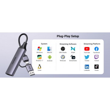 UGREEN 25854 HD USB Video Capture Card Full HD