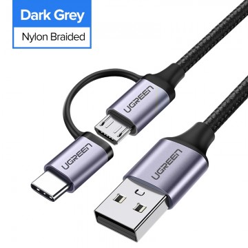 UGREEN 30875 cable 2in1 USB - micro USB / USB Type C cable 1m