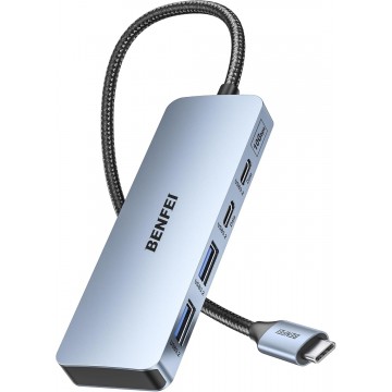 BENFEI 000392grey USB C Hub 10Gbps, 4 Ports USB 3.2 Adapter with 2*USB-C and 2*USB-A 3.2