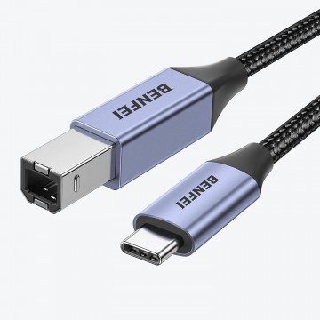 BENFEI 000405GY-1.5M USB B to USB C Printer Cable, Nylon Braided, Premium Aluminium Alloy Case 1.5M