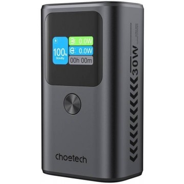 Choetech B701-GY 10,000mAh PD30W USB-A + USB-C x 2, 3Ports & TFT Display Power Bank