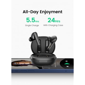 UGREEN 80651  HiTune T1 True Wireless Earbuds Black (with 4 Mic ENC Noise Cancellation, HiFi Stereo in-Ear with Deep Bass Mode)