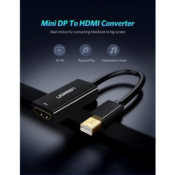 UGREEN 40360 mini DP male to HDMI female converter cable Black