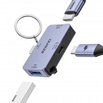 BENFEI 000391GY USB C to HDMI 4K@60Hz, 10Gbps USB-A, 100W Power Delivery 