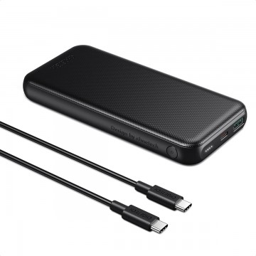 Choetech B627 10000mAh PD 20W + QC Power Bank | 0.5M USB-C to USB-C Cable | Black