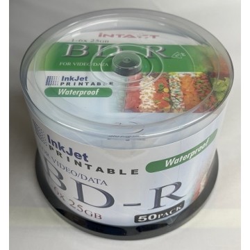 iNTACT Premium BD-R / 25GB / 1-6X / 50 CAKE /Ultra Gloss WATERPROOF White Printable 