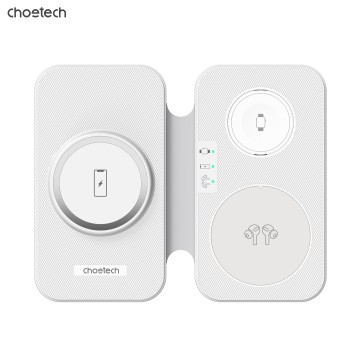 Choetech T616F 3in1 Magnetic & Foldable wireless charger - White