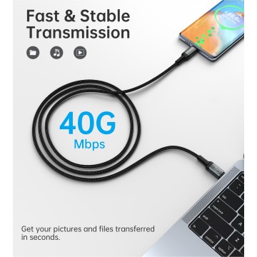 Choetech XCC-1042 USB4.0 (40Gbps) 240W with Video & Audio support 8K @ 60hz Thunderbolt 3 USB-C to C  Braided Cable 2M