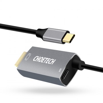 Choetech XCH-M180-GY-V2 Unidirectional adapter USB-C (male) to HDMI 4K 60Hz (male) + PD100W Power Delivery 1.8M